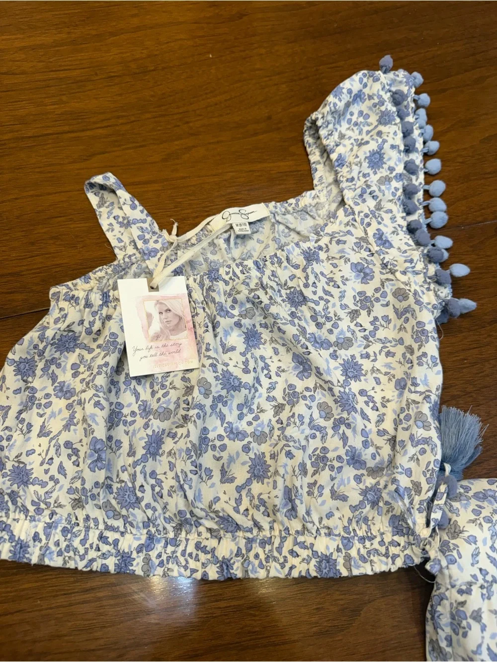 Jessica Simpson Girls Two-Piece Blue Floral Crop Top & Skirt Set